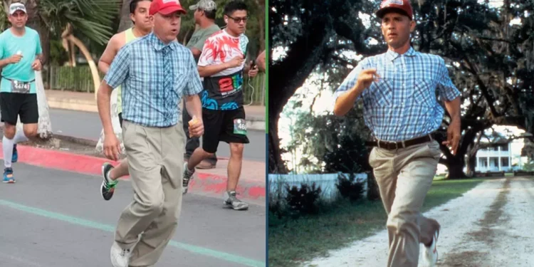Paralelismos mexas: Señor corre medio maratón disfrazado como Forrest Gump