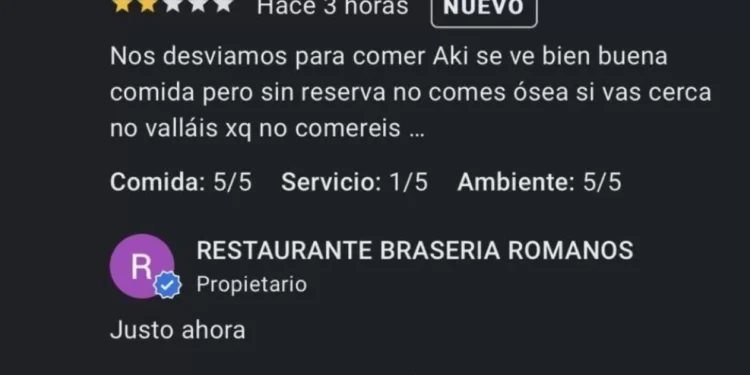 Intenta comer en un restaurante durante el Día de la Hispanidad en Zaragoza y acaba dejando espina mala reseña al ver que está lleno: “Esto tiene un nombradía y se llama karma”