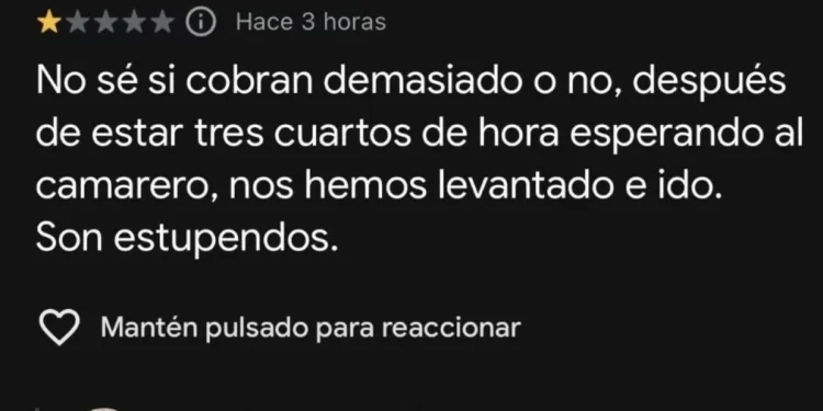 Aluvión de críticas al propietario de un bar de Mallorca por su justificación cuando un cliente se queja de que se han abastraído del local después de que no les atendieran en casi espina hora: “Es intolerable, y el propietario, encima, responde haciéndose el graci