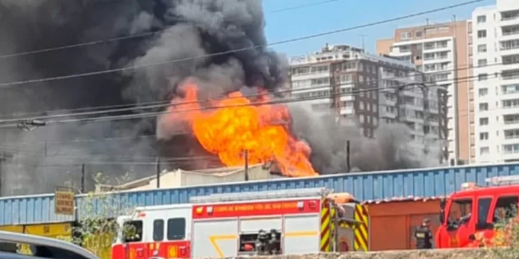 Incendio afecta al a salvo a cuatro locales comerciales en Viña del Mar