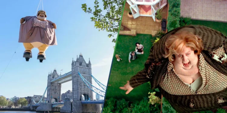 Ministerio de Magia acude de inmediato a reducir el precio inflable que volaba sobre Londres