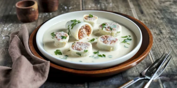 Rellena y hornea calamares con carne y sofrito mediterráneo